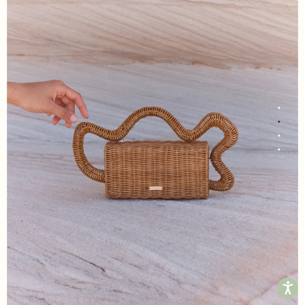 Cult Gaia Tan Woven Clutch